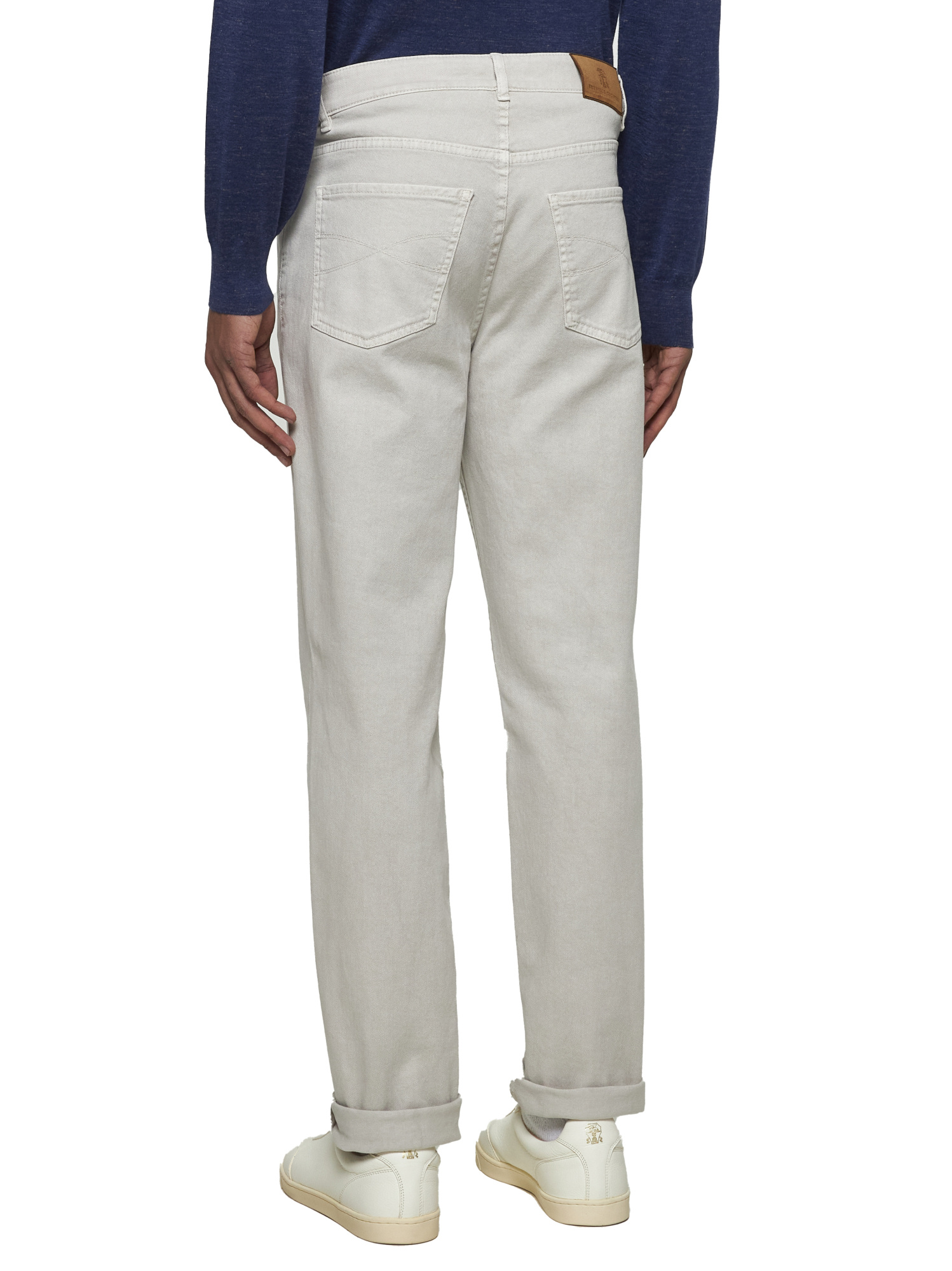 Brunello Cucinelli Beige Denim Traditional Fit Jeans In Gray