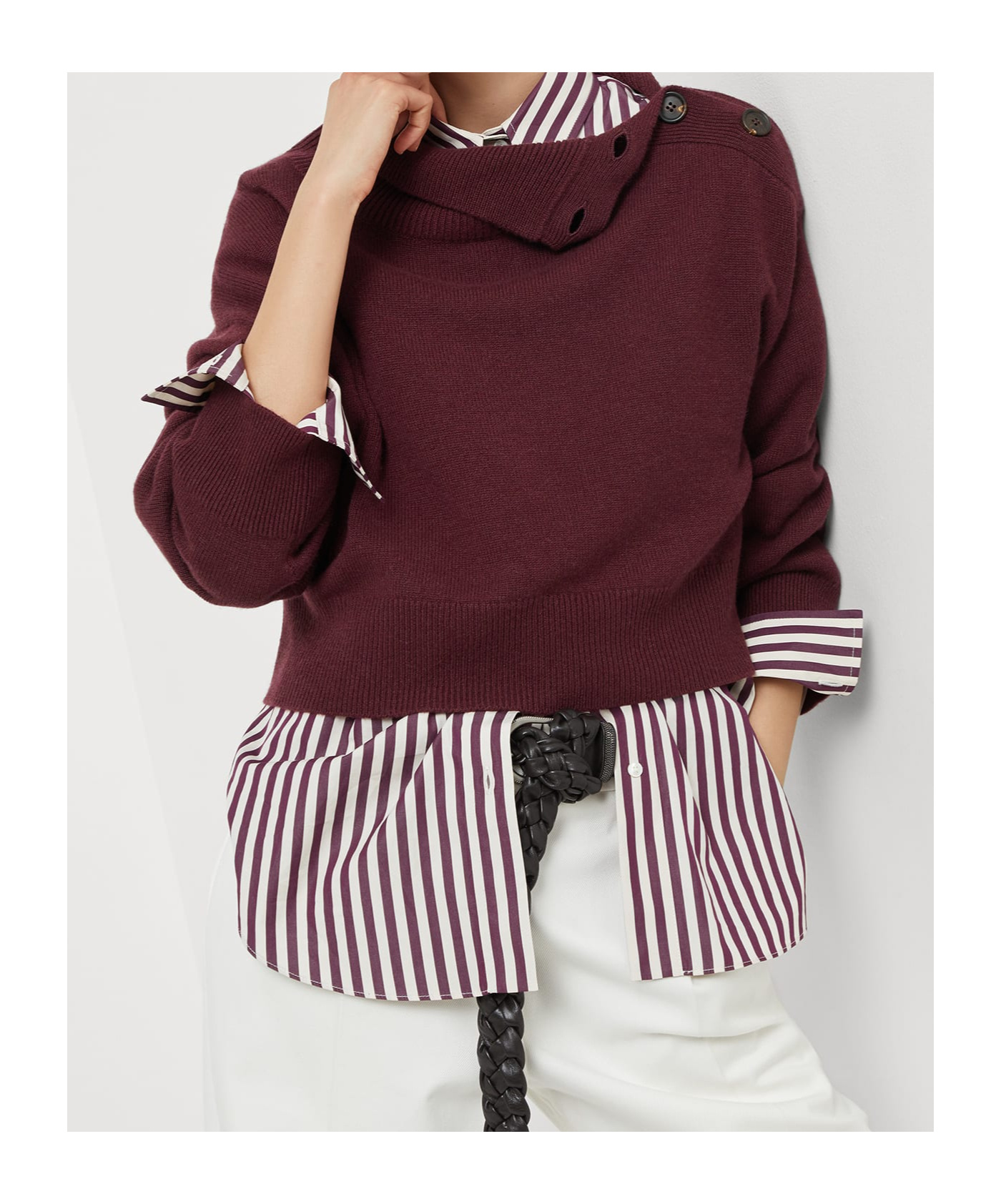 Brunello Cucinelli Cashmere Sweater In Burgundy