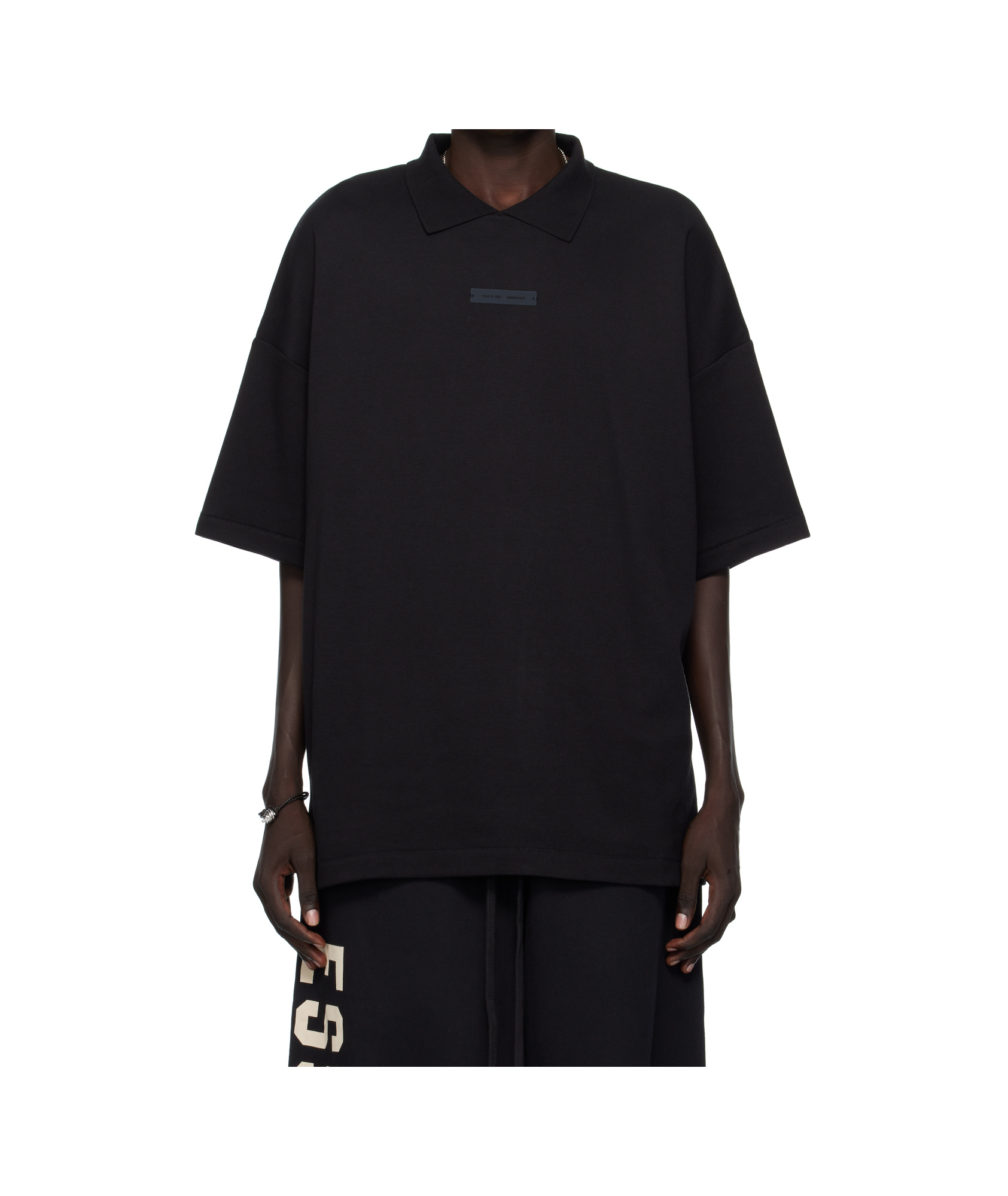 Essentials Polo Shirt With Logo Patch In Black