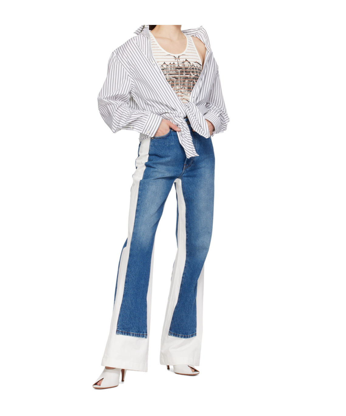 Jean Paul Gaultier Paneled Jeans In Blue