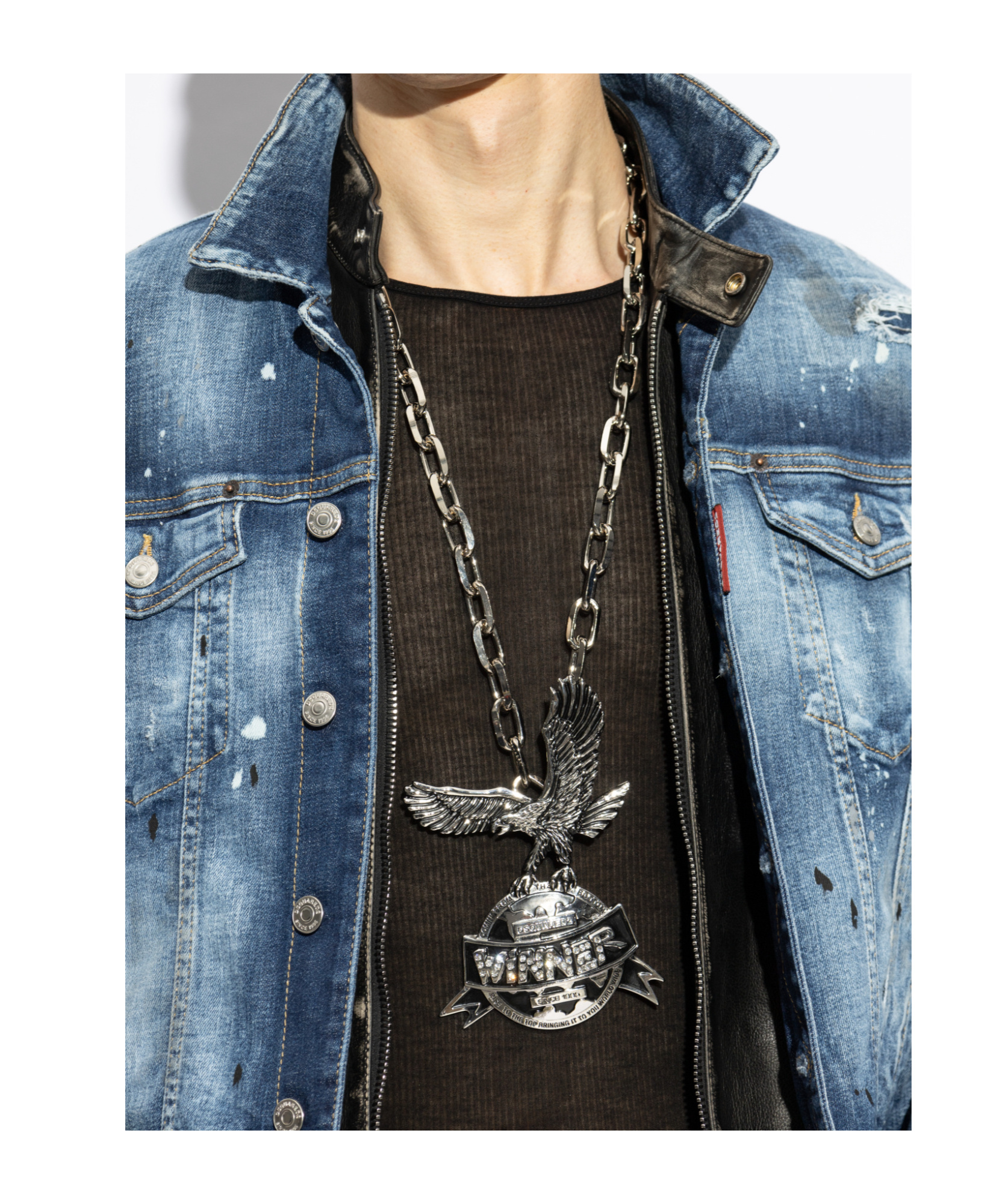 Dsquared2 Logo Charm Necklace In Gray