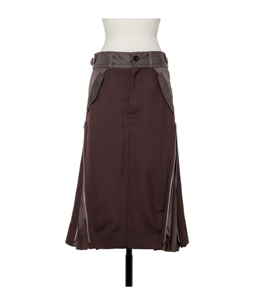 Sacai Womens Brown Pleated Regular-fit Woven Midi Skirt In Brown