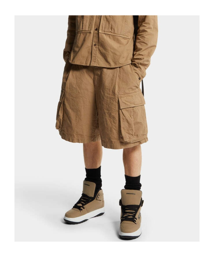 Dsquared2 Cotton Cargo Shorts In Brown