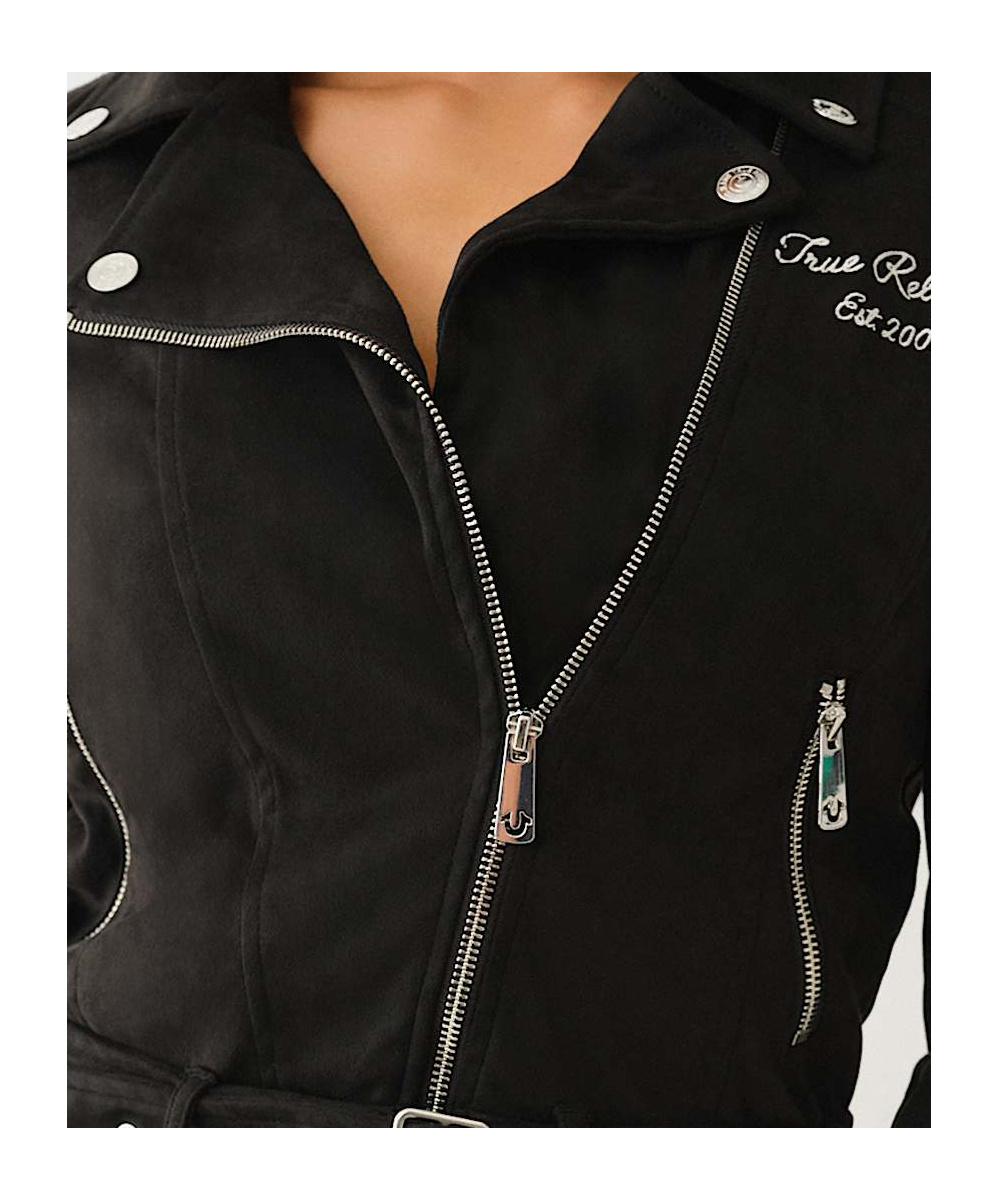 TRUE RELIGION FAUX SUEDE MOTO JACKET