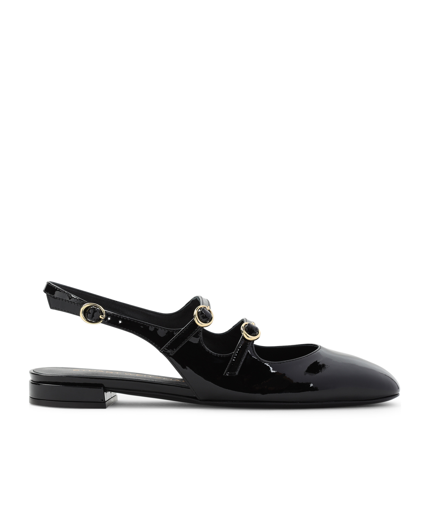 Stuart Weitzman Black Slingback Ballet Shoes With Crystal Embellishment In Patent Leather Woman In Black