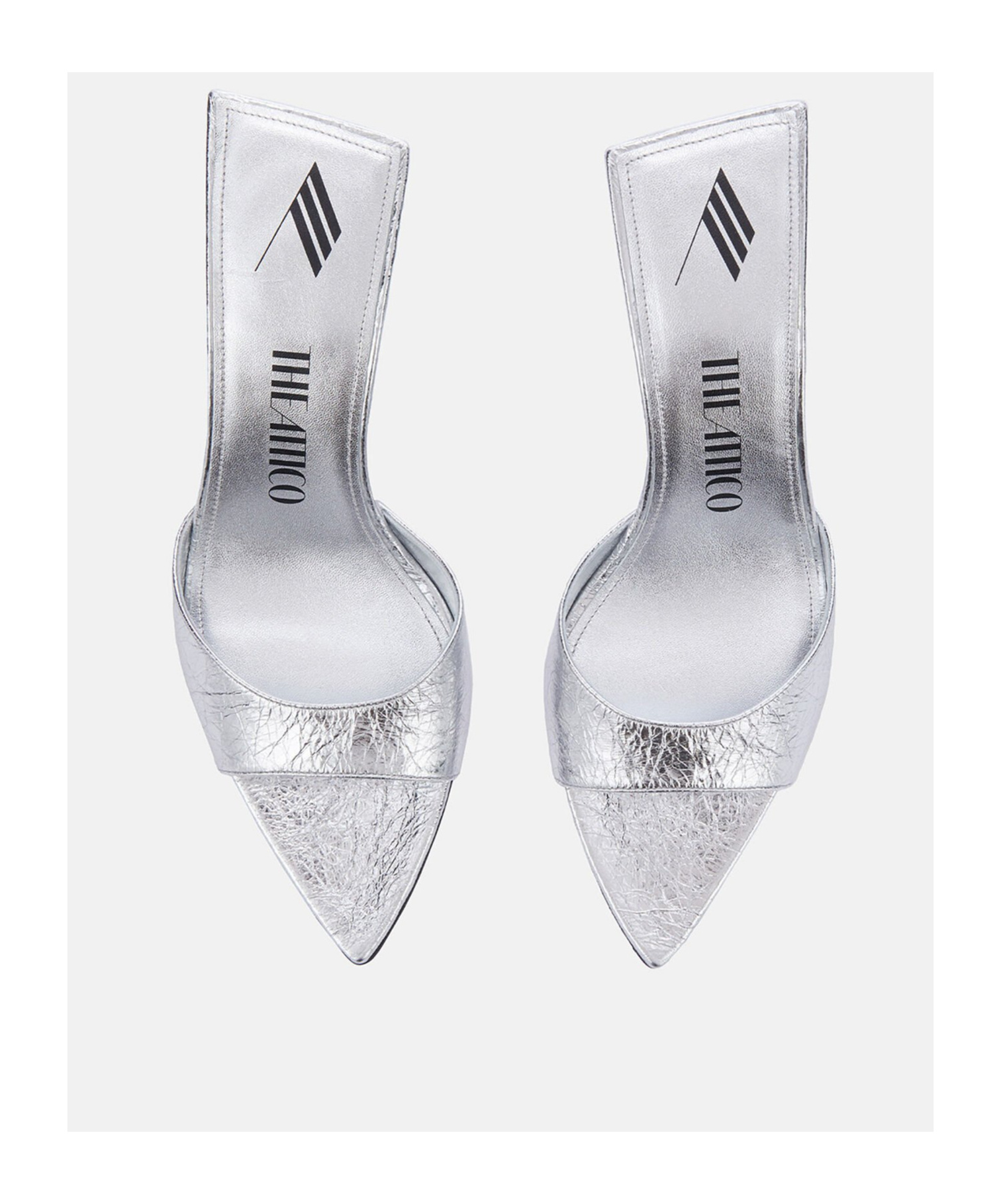 Attico Cracked Laminated Leather Bes Mules In White
