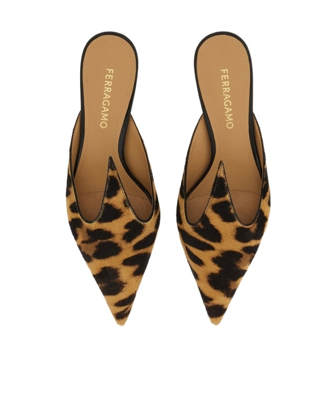 Ferragamo Pointed High-heeled Slippers In Brown