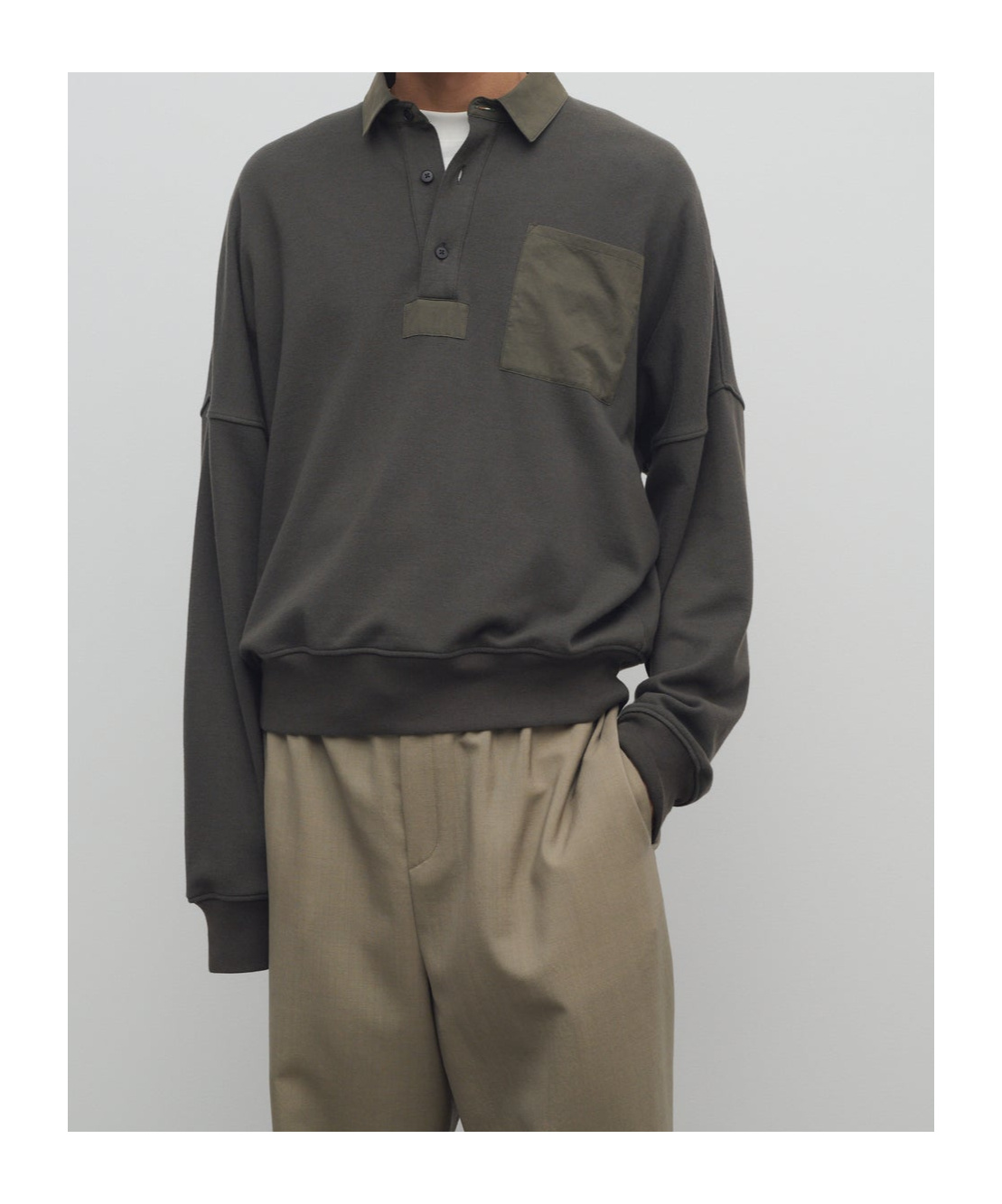 The Row Dende Poplin-trimmed Brushed Cotton And Cashmere-blend Polo Shirt In Black