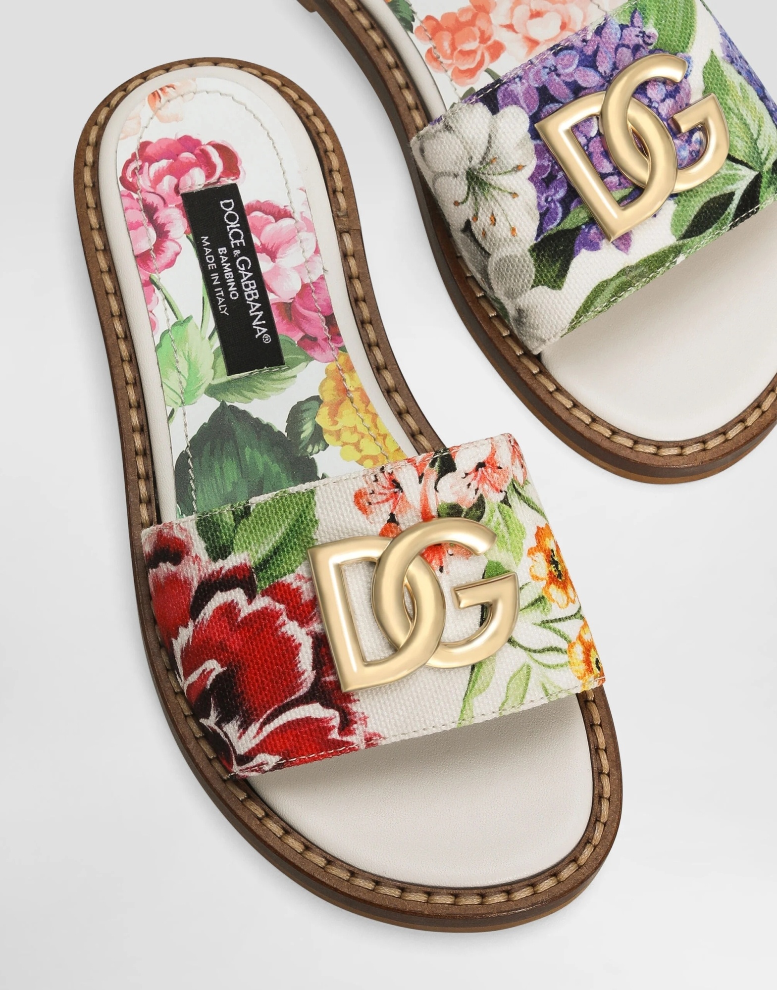 Dolce & Gabbana Floral-print Slides In Multi