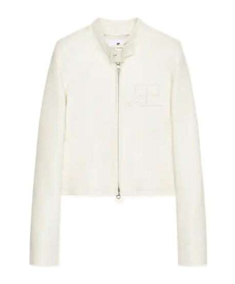 Courrèges Buckle-neck Logo-detail City Jacket In Animal Print