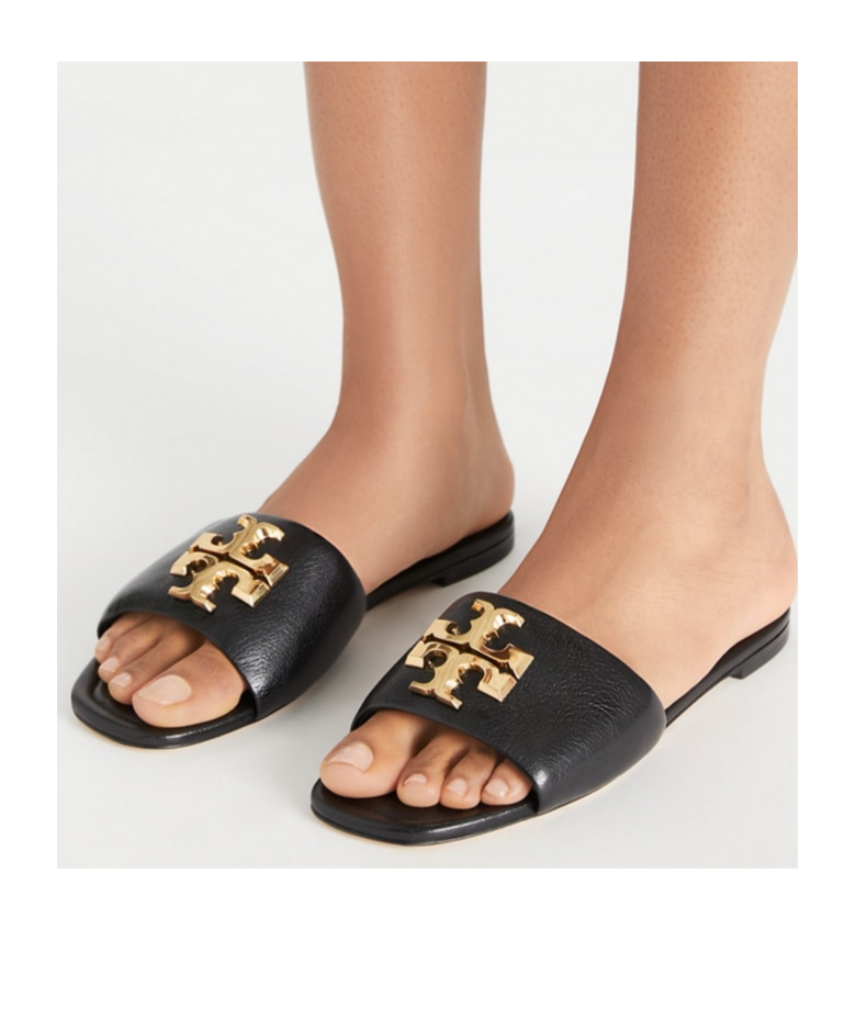 Tory Burch Square Toed Slippers In Black
