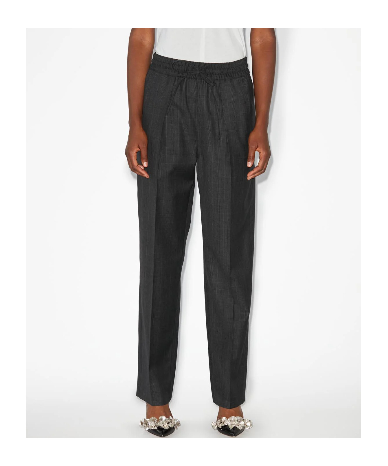 Isabel Marant Liska Checked High-rise Trousers In Black