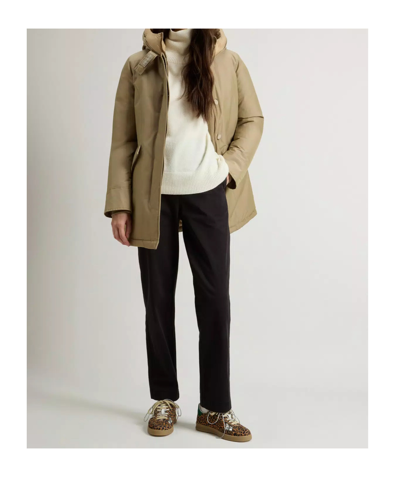Woolrich Hooded Down Jacket In Brown
