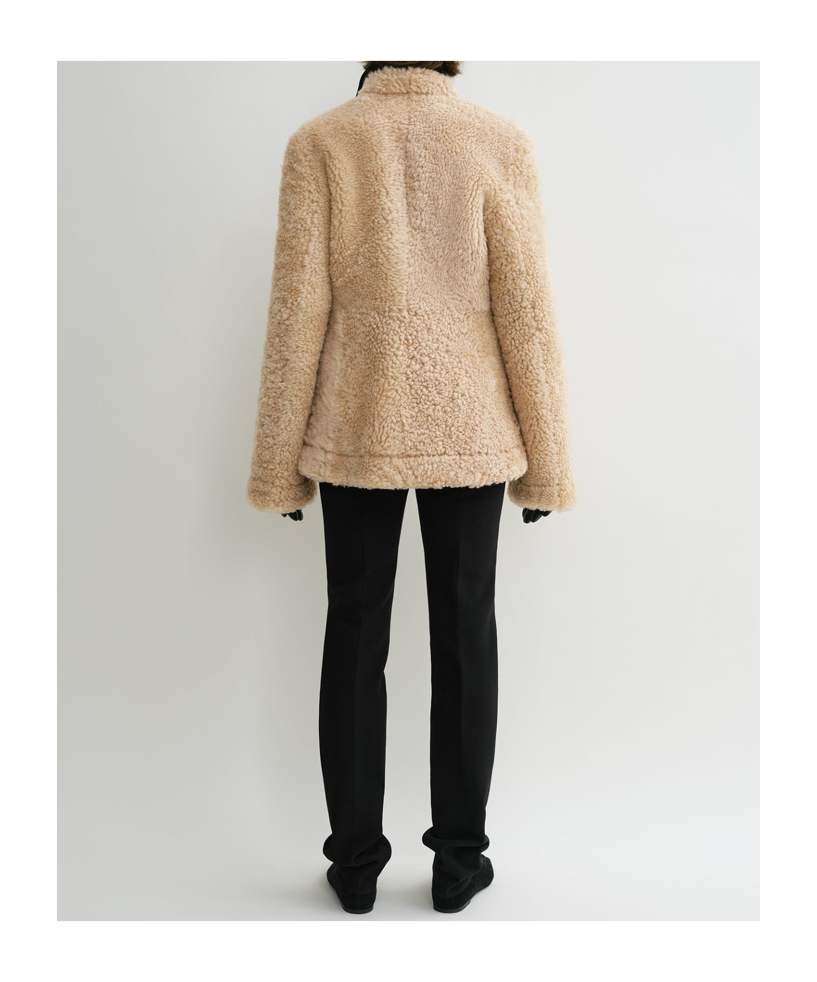 Totême Cinched Lamb Shearling Jacket In Nude