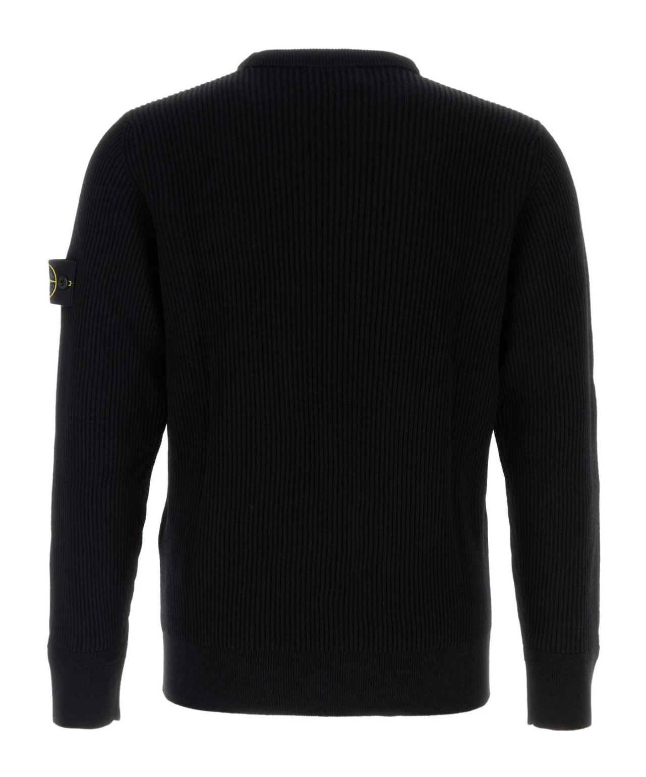 Stone Island Wool Crew Neck Pullover In Black