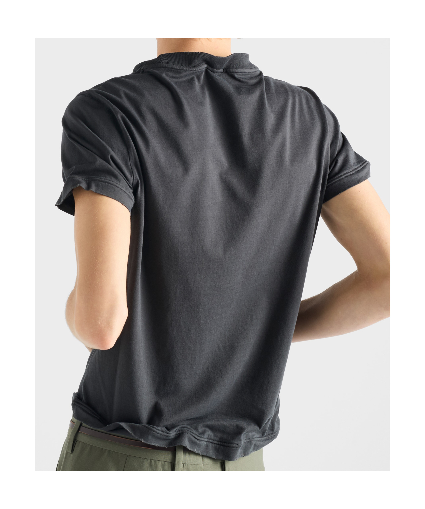 Prada Shapeable Cotton T-shirt In Gray