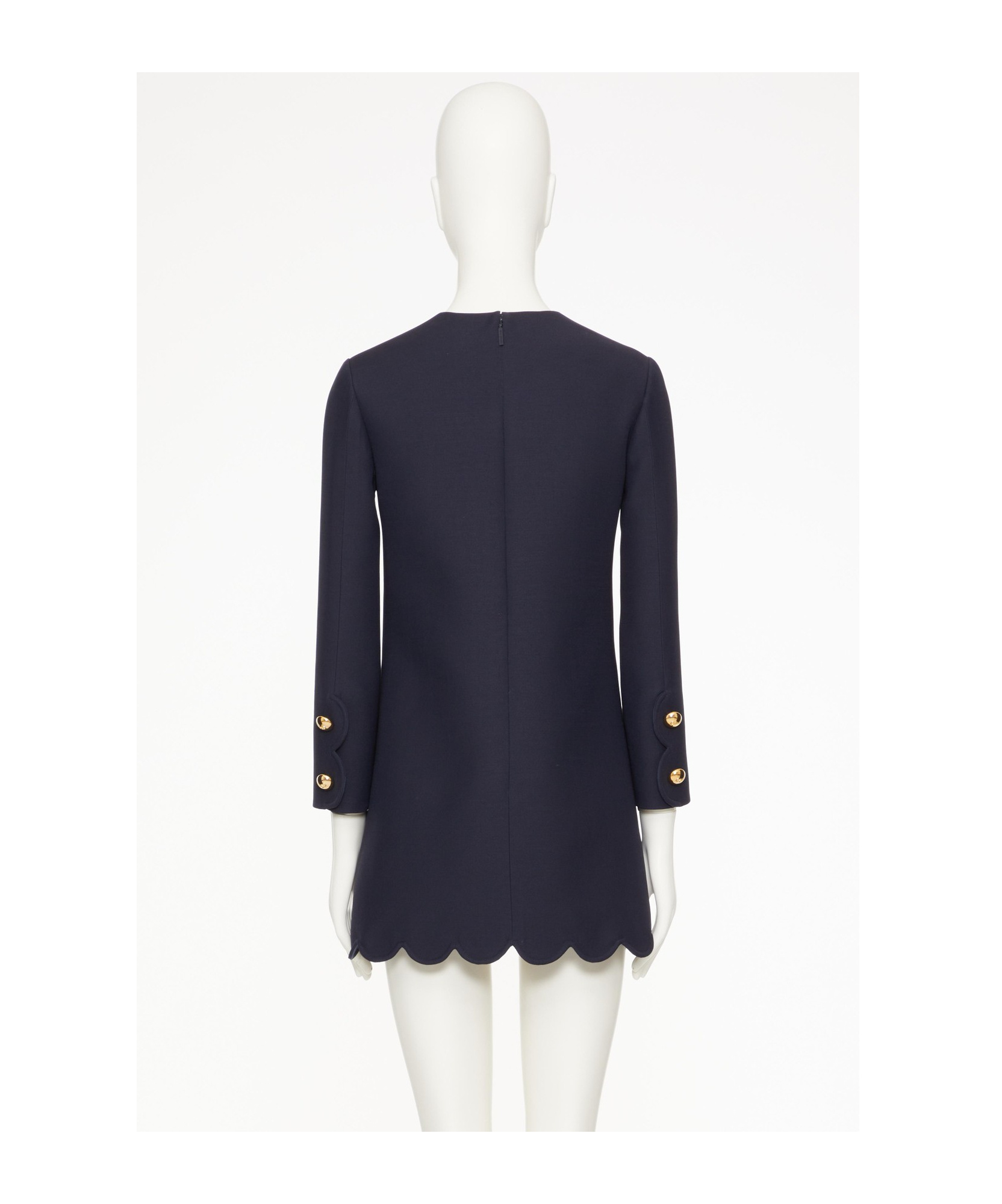 Valentino Virgin Wool-blend Shift Minidress In Black