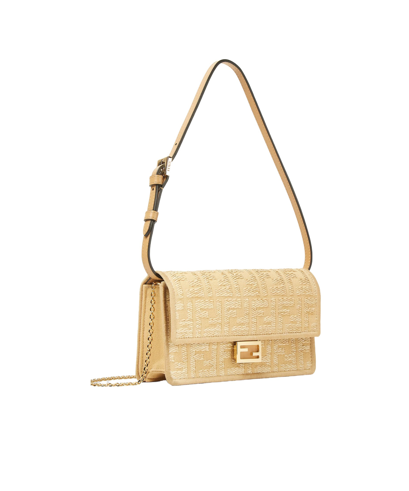 Fendi Wallet On Chain Baguette In Beige