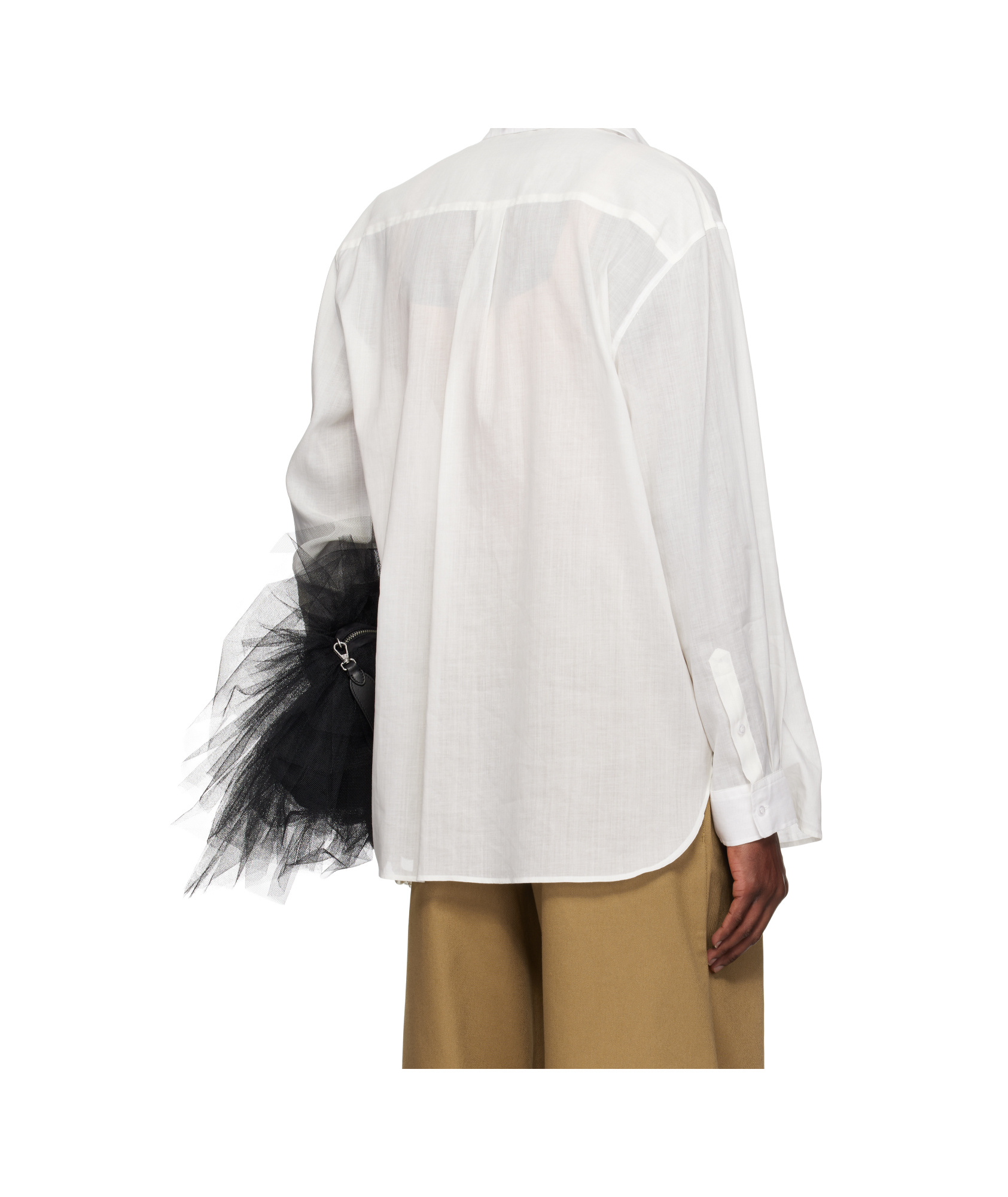 Simone Rocha Carnation Print Easy Cotton Voile Button-up Shirt In Lapel Collar, Long Sleeves And Button Closure.