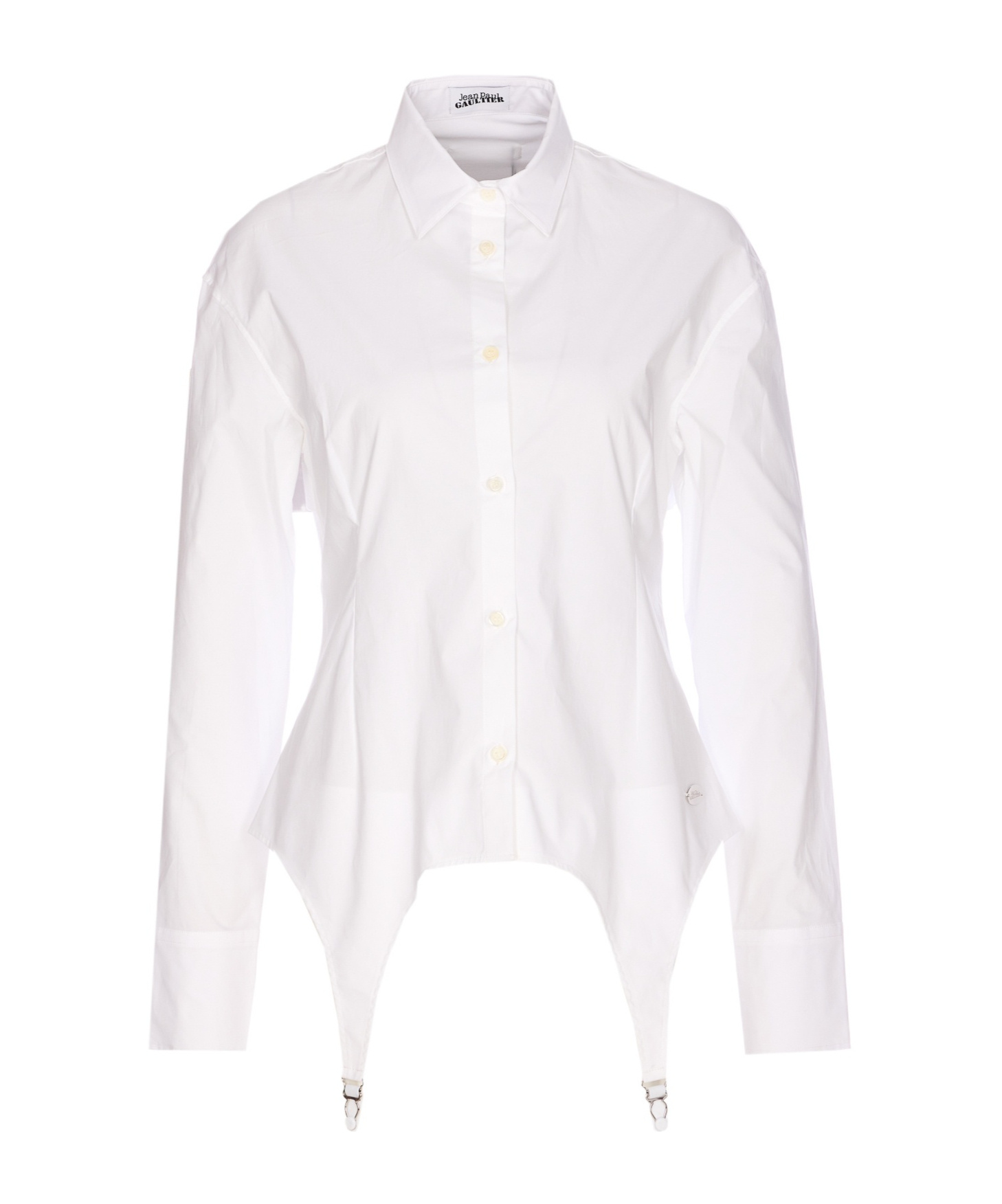 Jean Paul Gaultier Collared Long Sleeve Shirt With Unique Hem In White