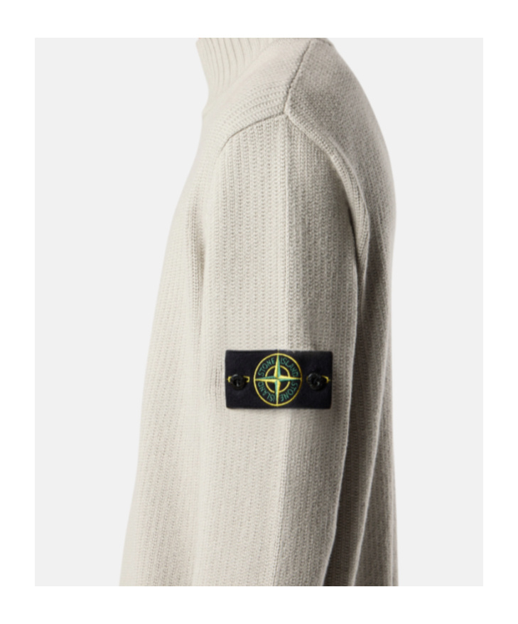 Stone Island Turtleneck Jumper With Ribbed Trims In Gray