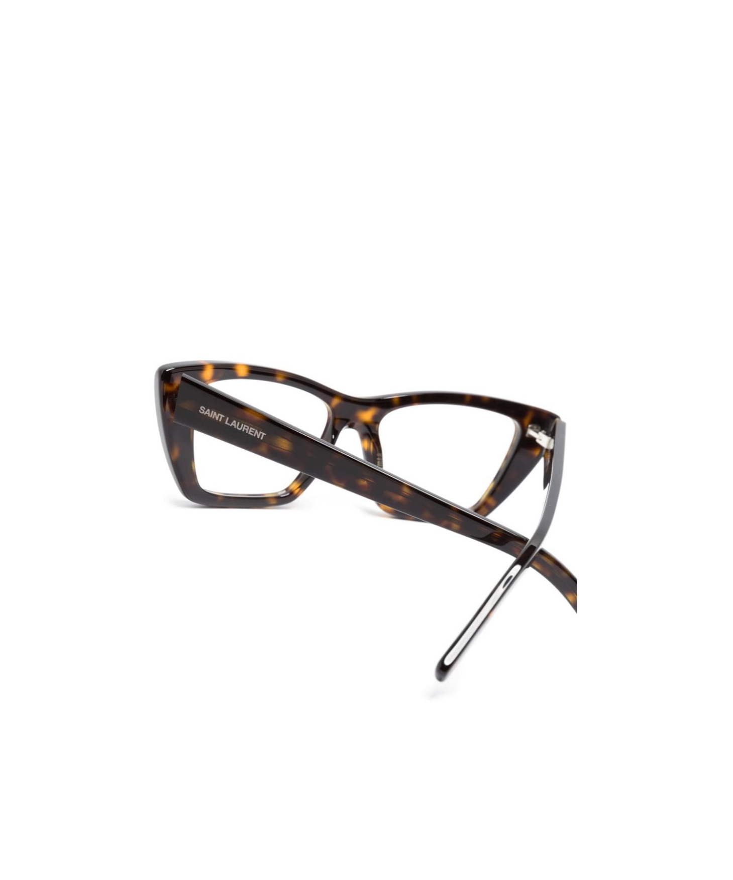 Saint Laurent Mica Tortoiseshell Cat-eye Frame Glasses In White