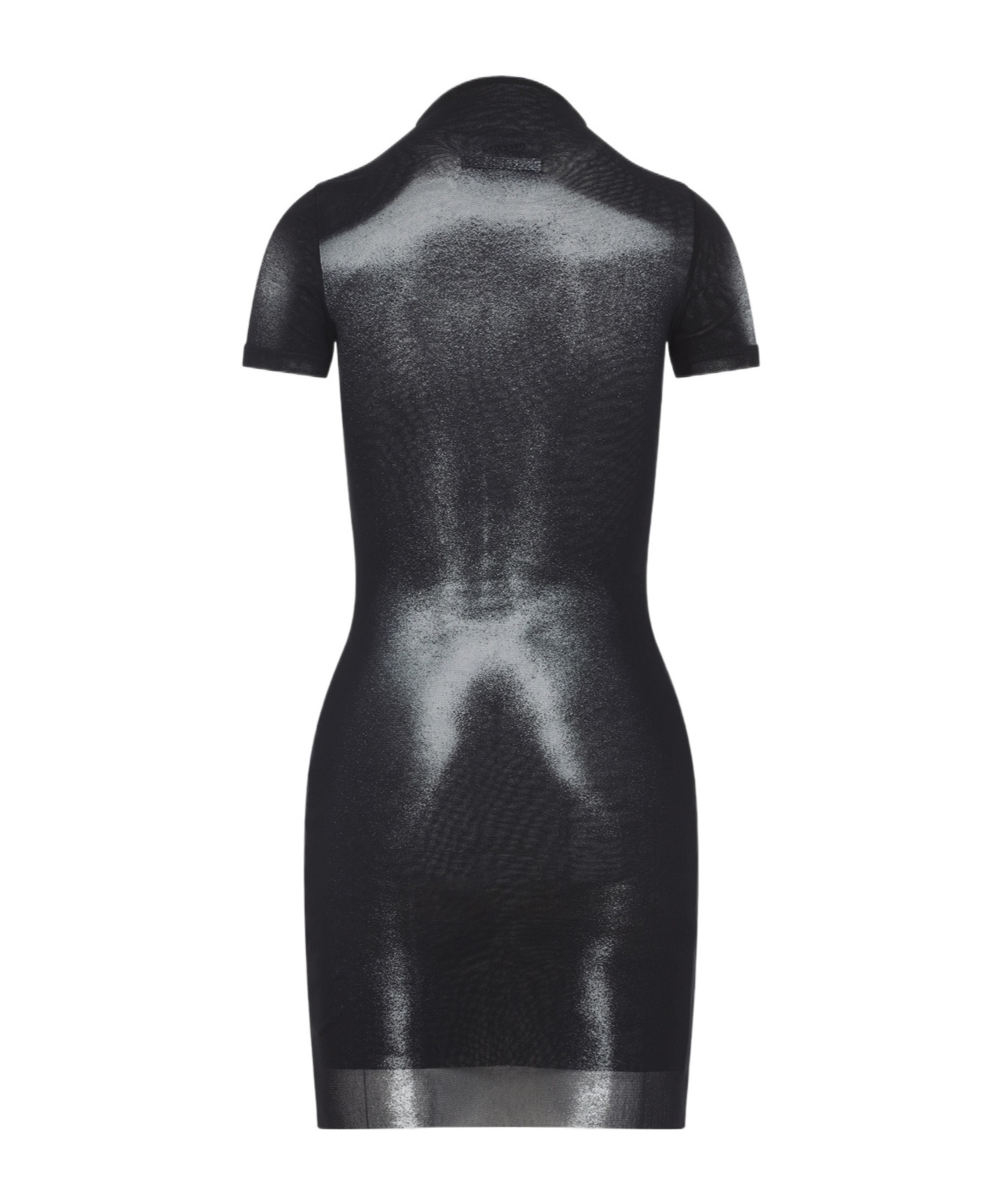 Jean Paul Gaultier Sheer Printed Short Dress With High Neck In Black