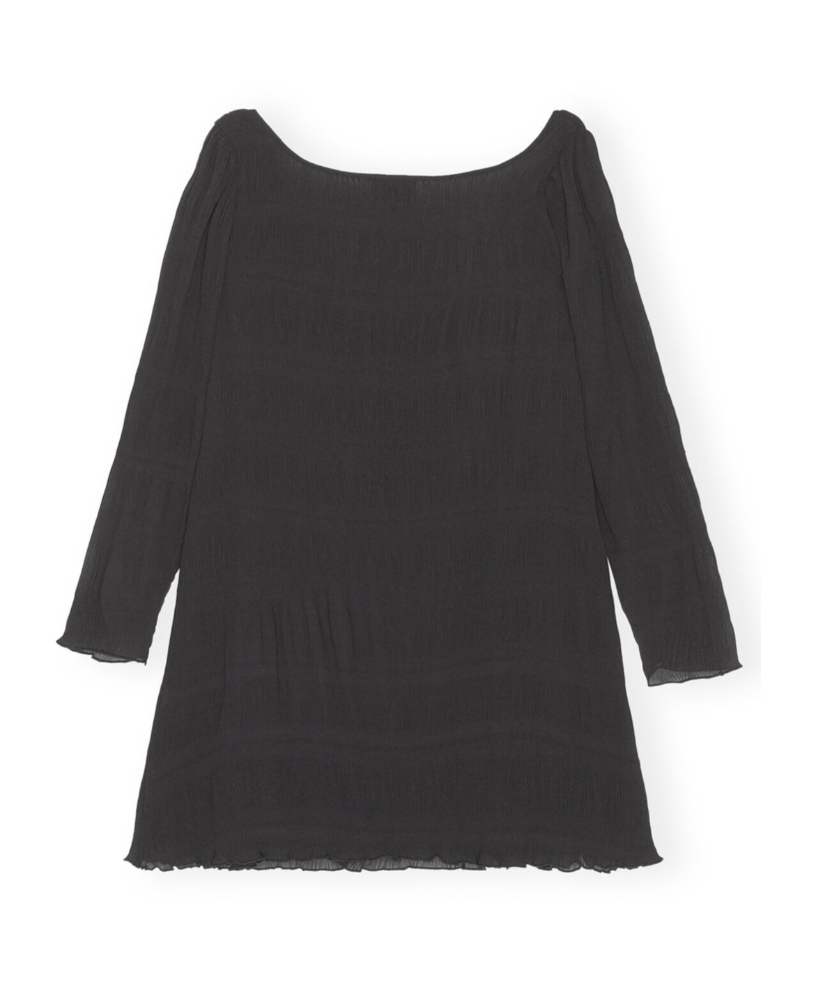 Ganni Pleated Georgette Minidress In Black