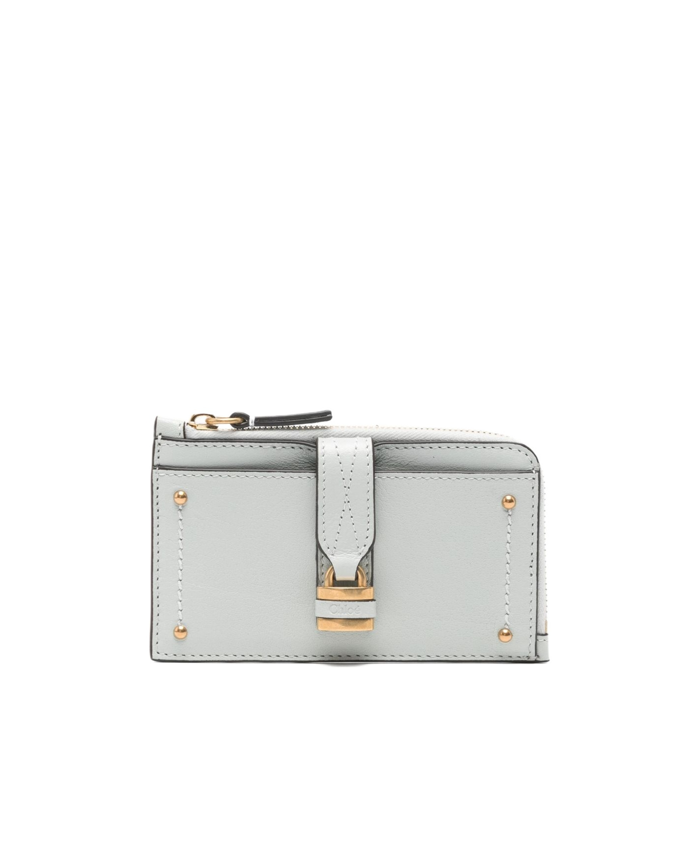 Chloé Paddington Leather Card Case In Blue