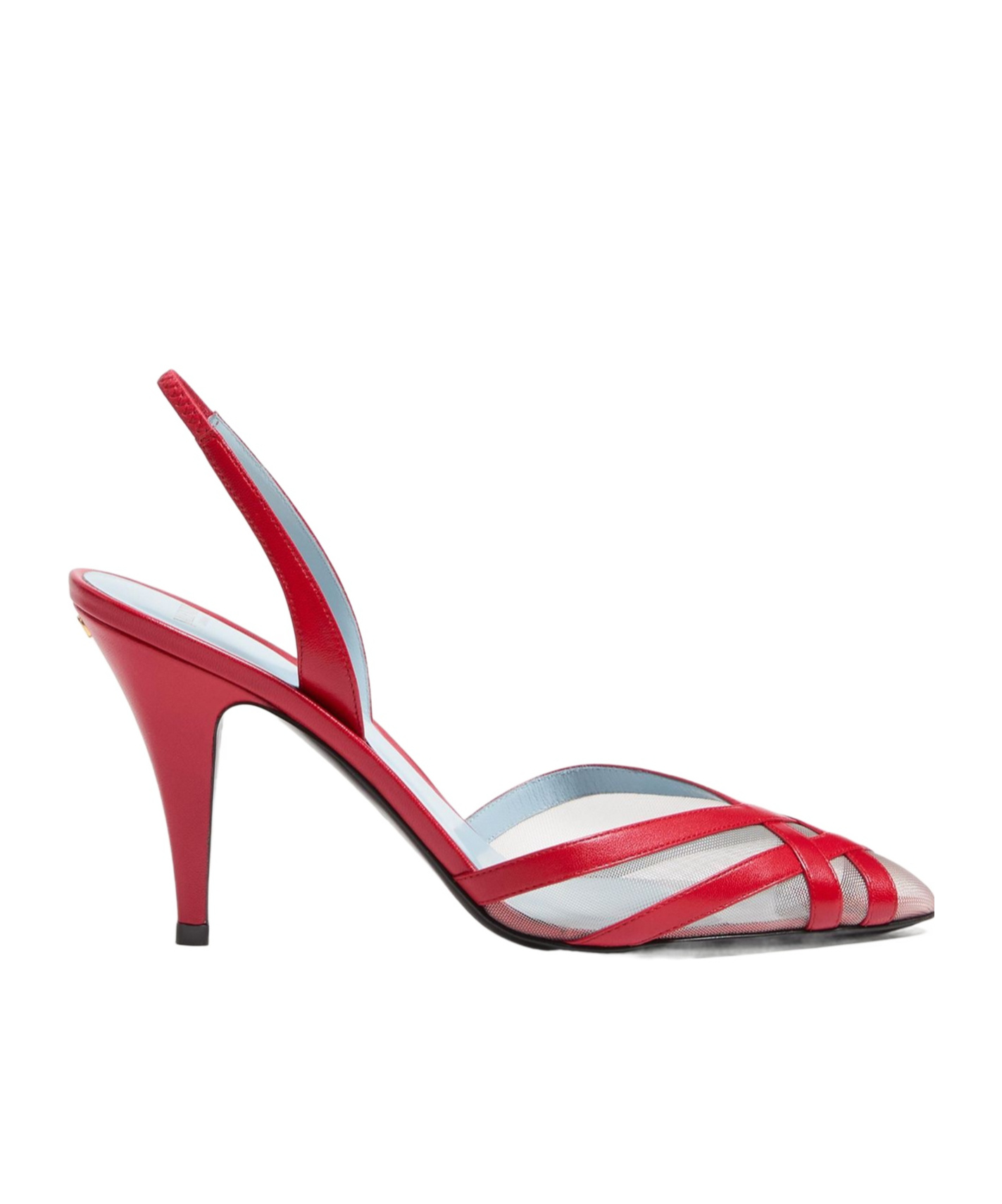Shop Valentino Impudance Slingback Pumps In Kidskin And Mesh 90mm In Red