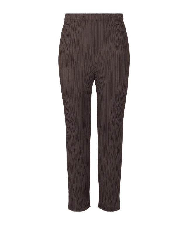 Issey Miyake Slim Fit Pleated Trousers In Brown