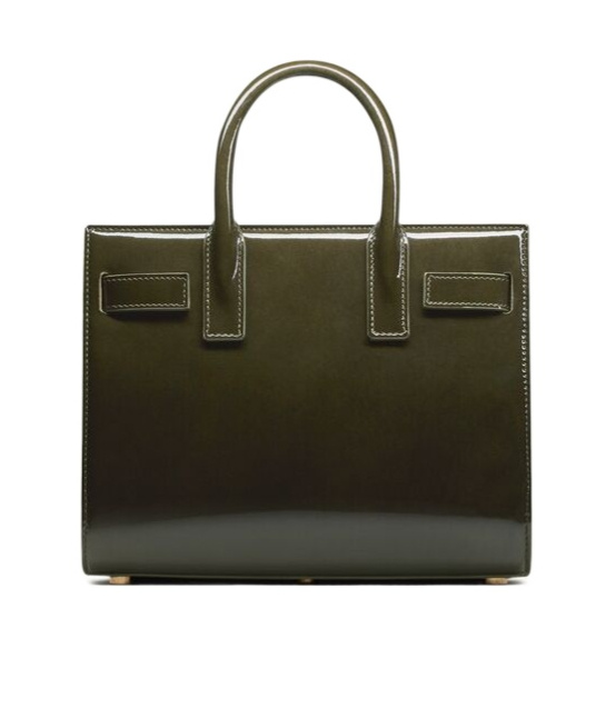 Saint Laurent Sac De Jour Nano Patent Leather Handbag With Metal Padlock In Black