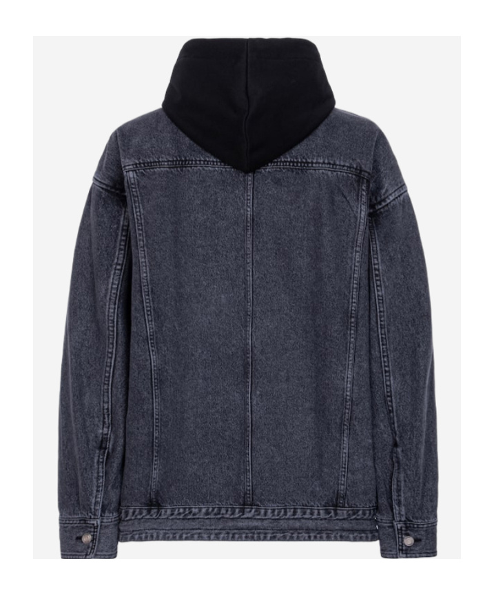Juunj Long-sleeved Denim Coat In Black