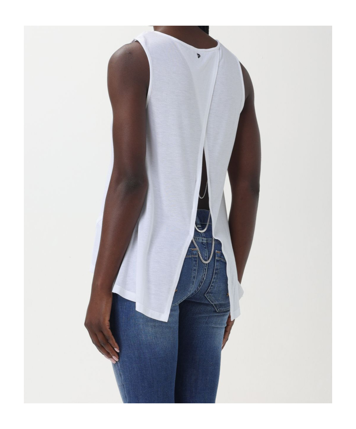 Dondup Chain Embellished Crewneck Tank Top In White