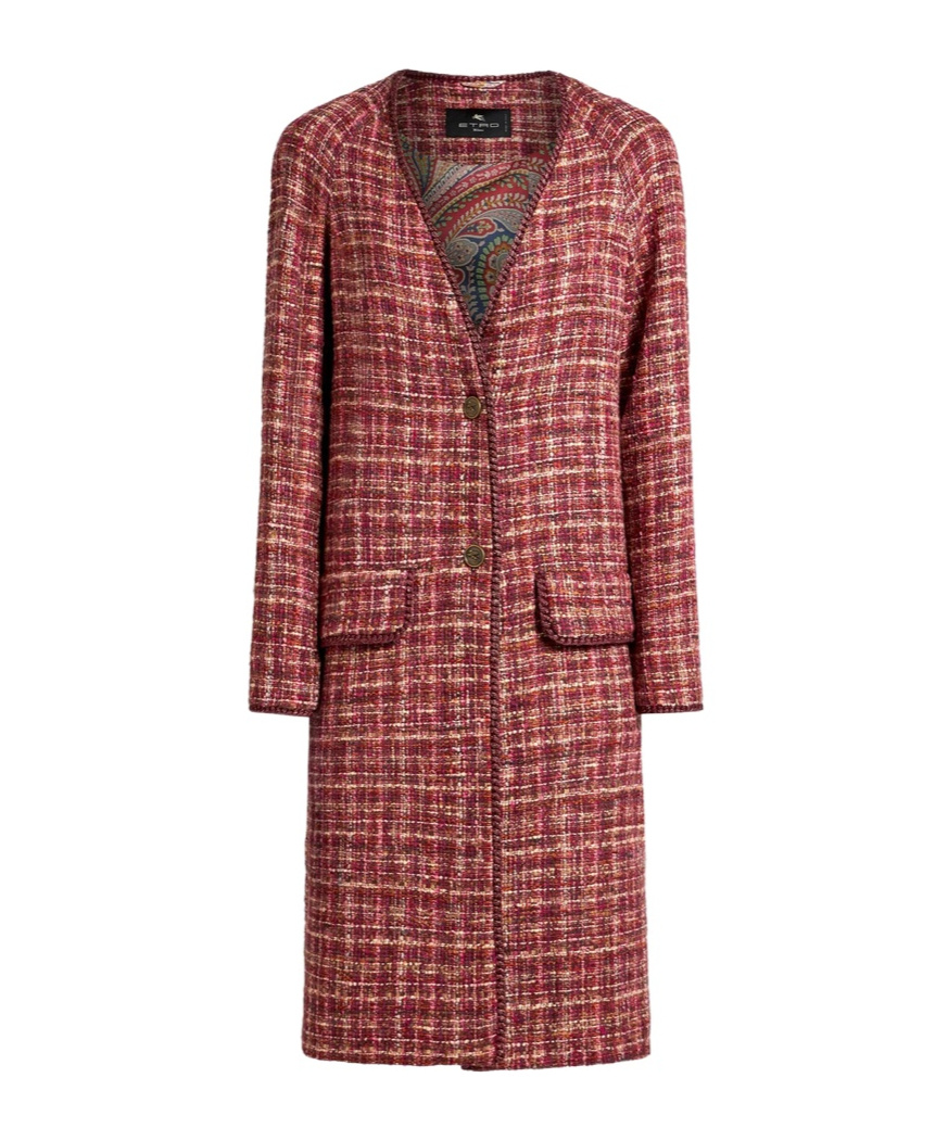 Etro Checked Cotton And Wool-blend Coat In Red