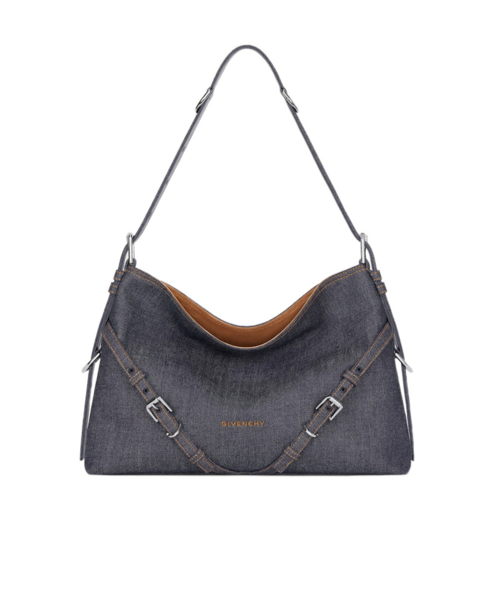 Givenchy Medium Voyou Bag In Denim In Purple