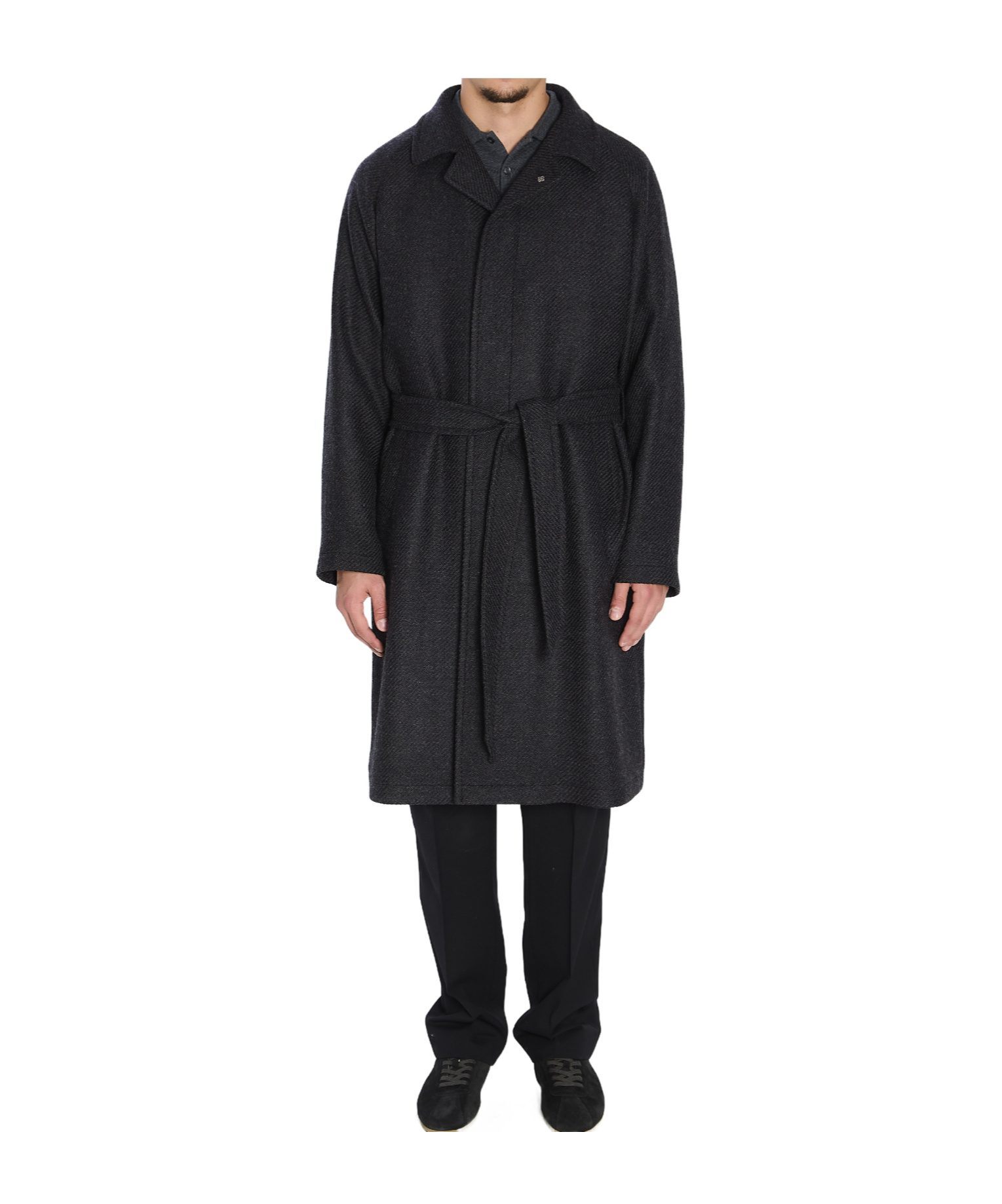 Tagliatore Midi Coat With Raglan Sleeves And Belt In Black