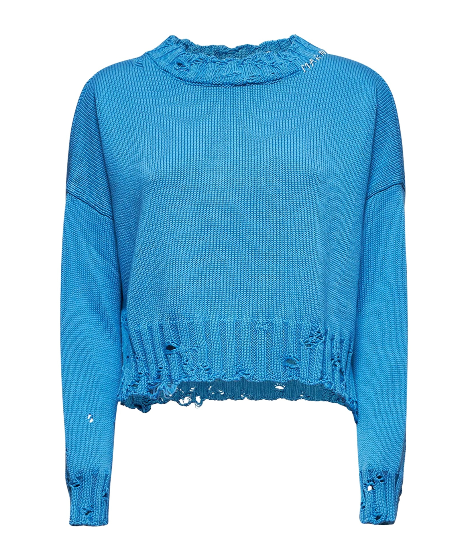 Marni Women Light Blue Cotton Crop Sweater In Blue