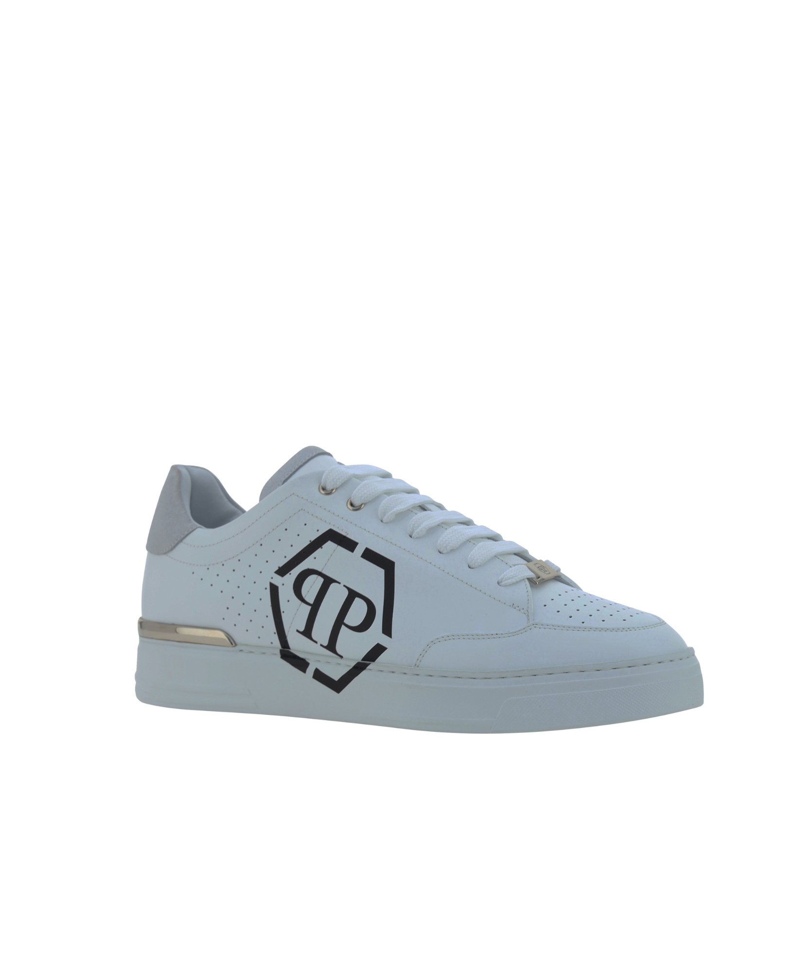Philipp Plein Hexagon Leather Sneakers In Gray