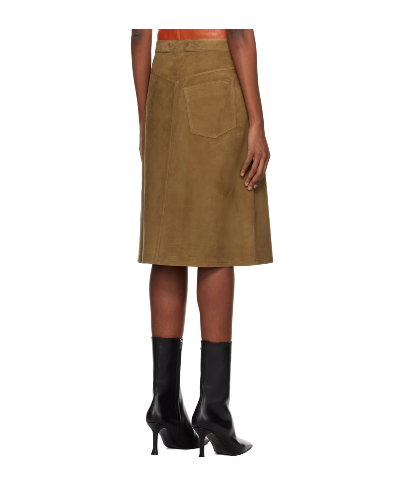 Ferragamo Brown A-line Midi Skirt In Brown