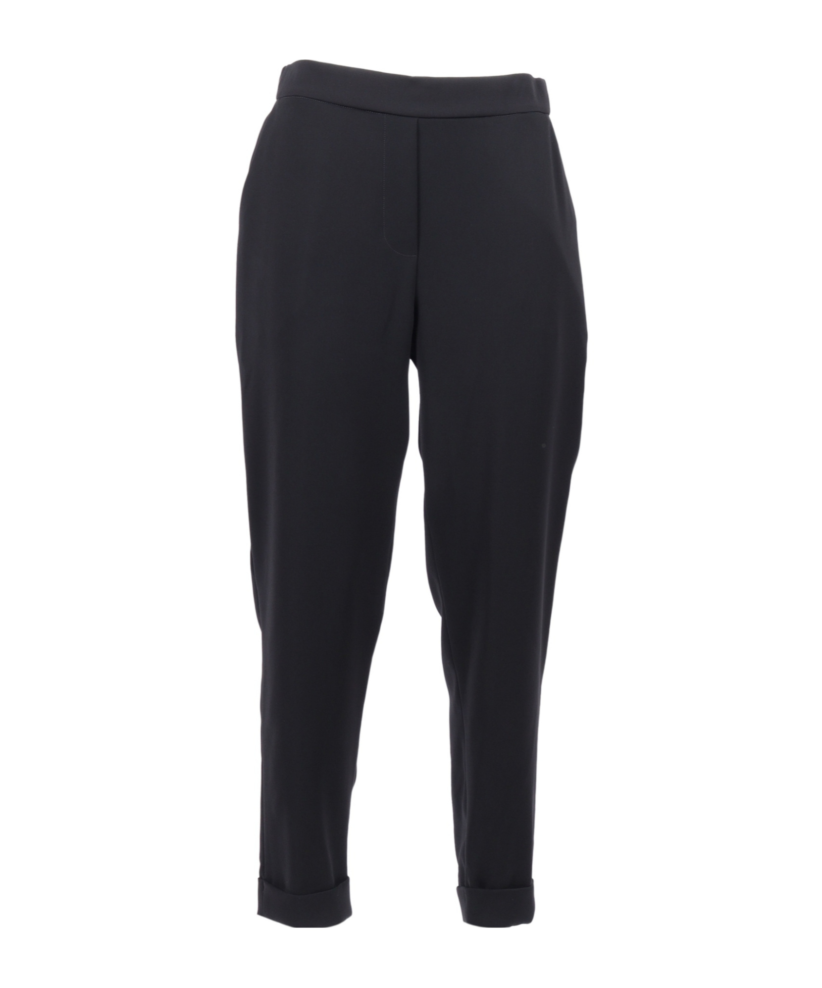 P.a.r.o.s.h Tapered Trousers With Cuffed Hem And Comfortable Waistband In Black