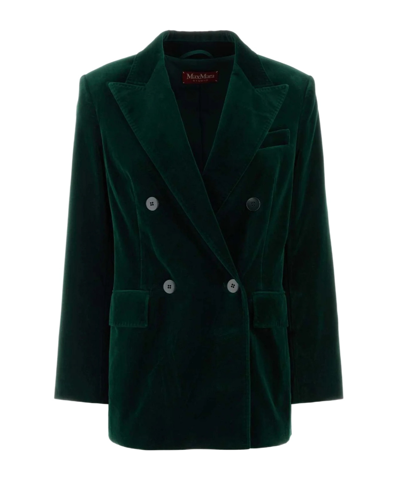 Max Mara Bottle Green Stretch Velvet Blazer