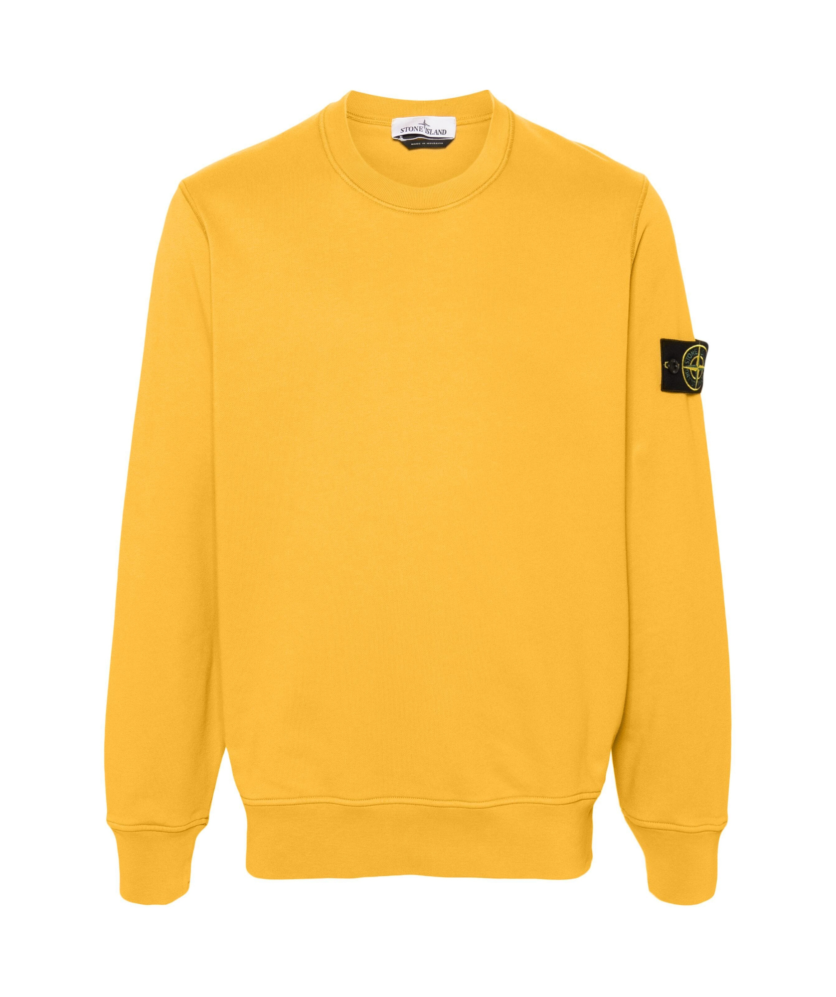 Stone Island Compass-badge Cotton Jumper In Yellow