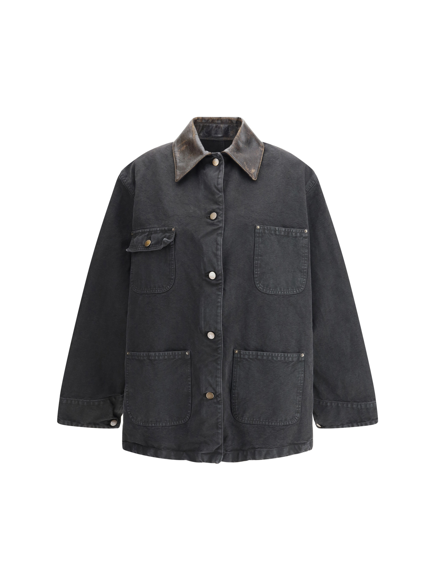 Prada Denim Jacket With Collar Contrast Pockets Sleeves In Black