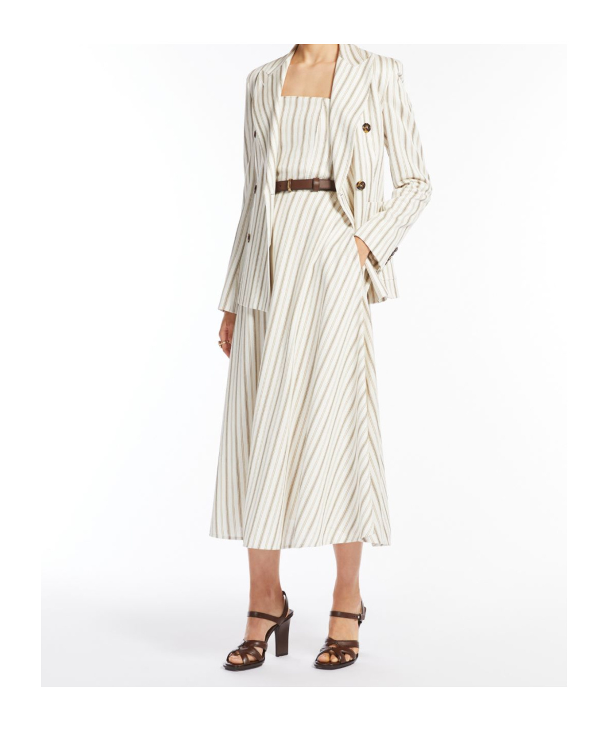 Max Mara Long-sleeved Suit Coat In Nude