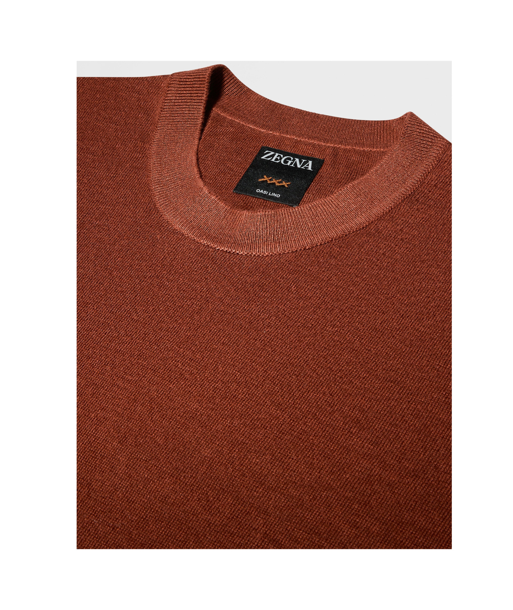 Zegna Brick Red Oasi Lino T-shirt In Brown