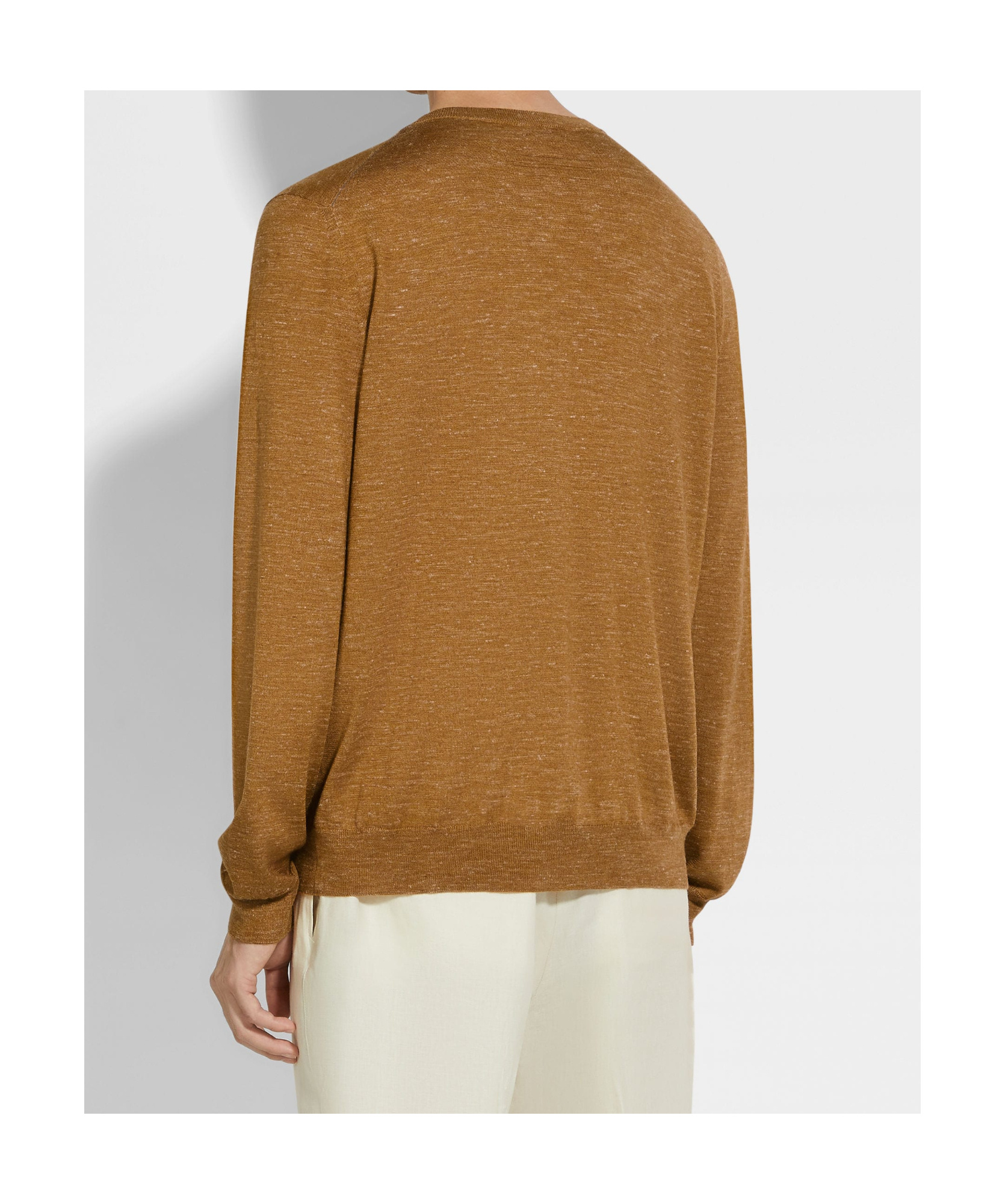 Zegna Crewneck Knitted Jumper In Brown