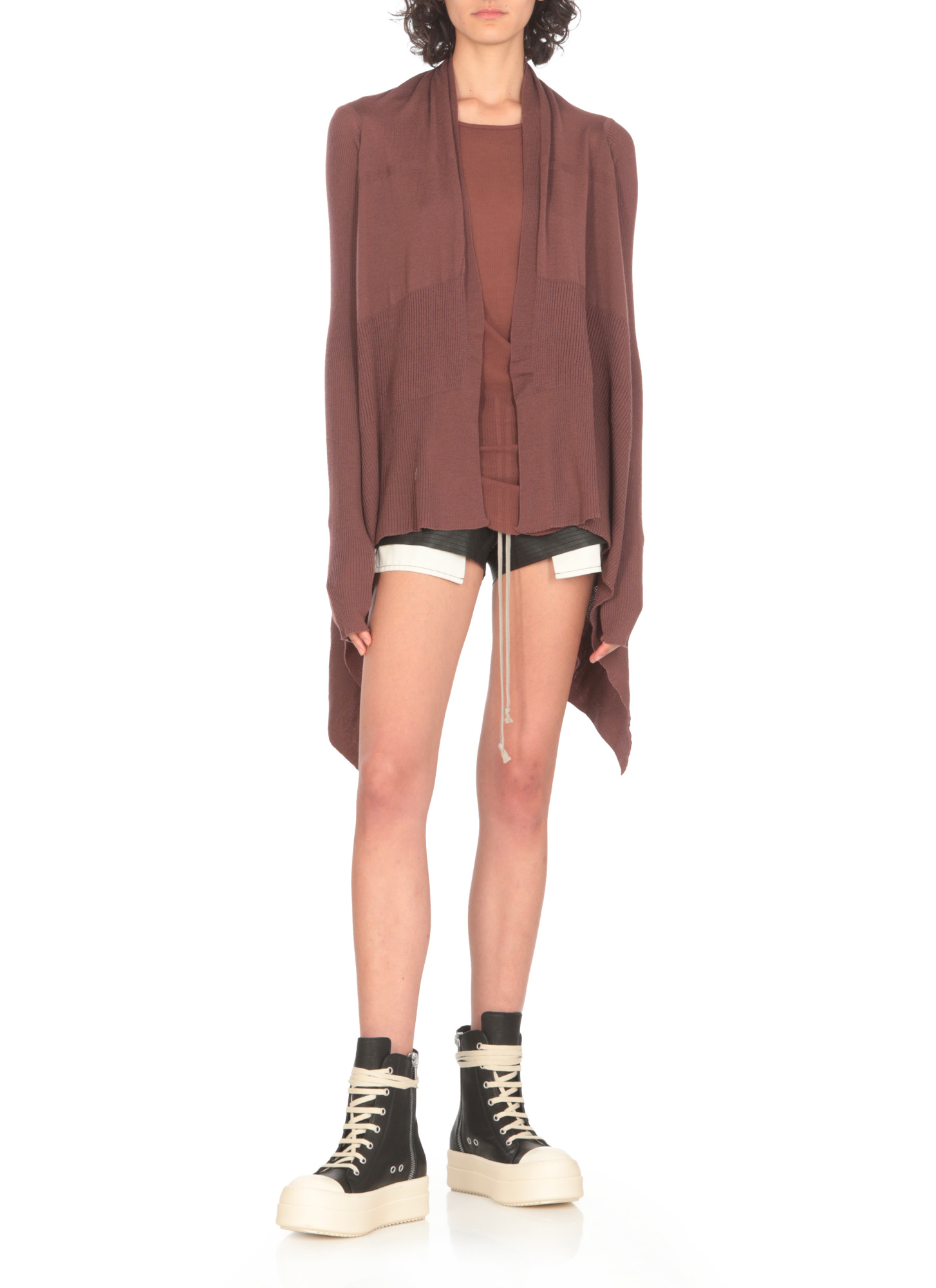 Rick Owens Woman Cardigan Chocolate Brown Size L Virgin Wool In Red