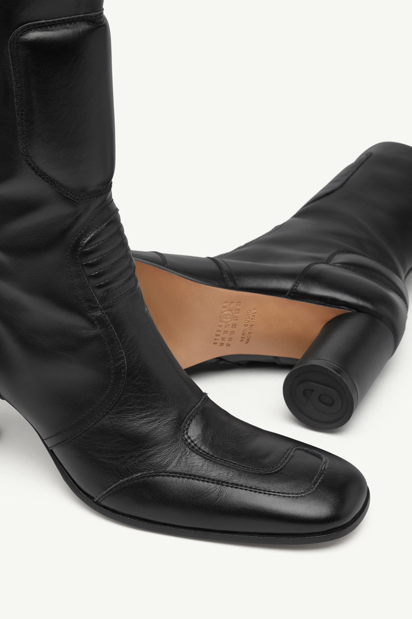 Mm6 Maison Margiela Leather Ankle Boots In Black