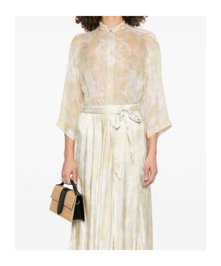FORTE FORTE FLORAL PRINT SHEER SHIRT